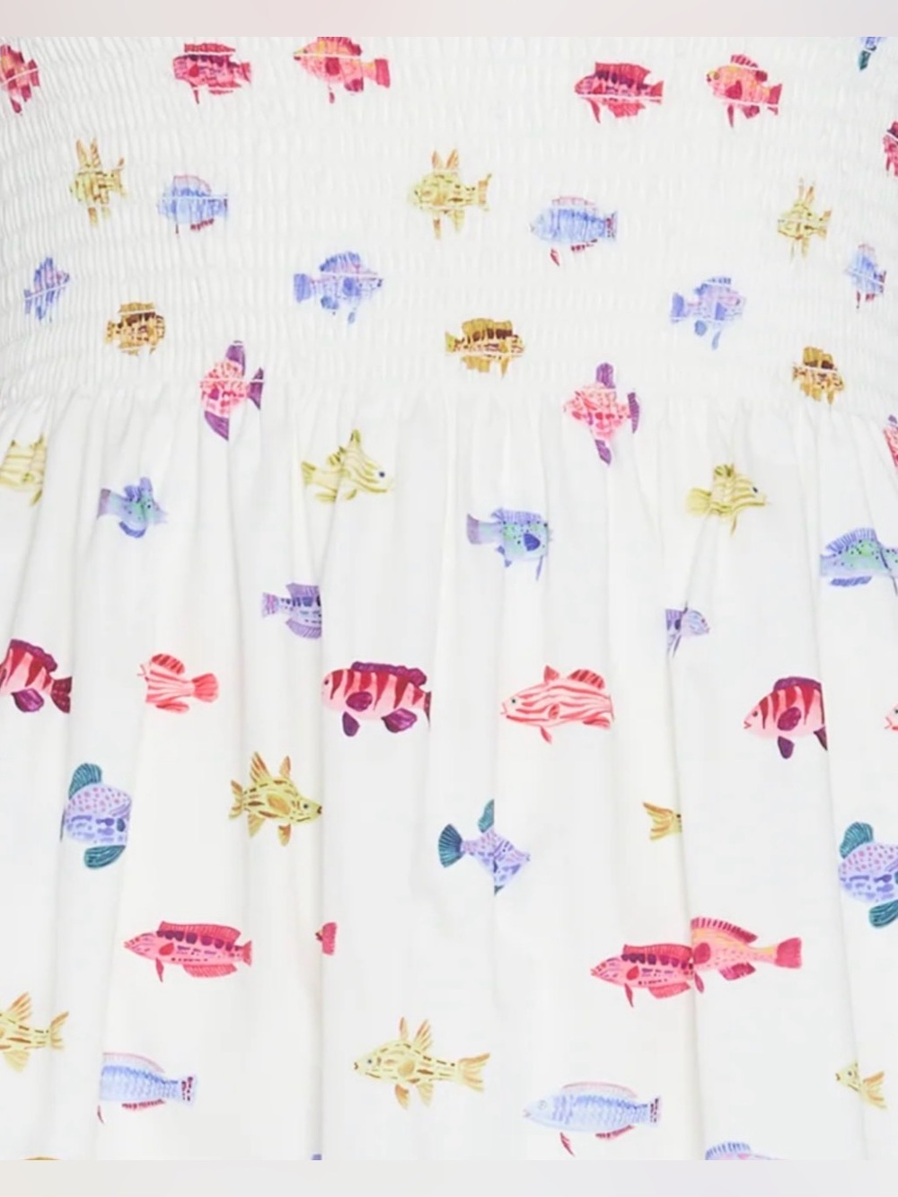 NWT Hill House Home The Ellie Nap Dress in White Rainbow Fish Size XXS